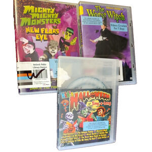 Kids Halloween Sing-a-Long Music CD-Mighty Monsters DVD The Worst Witch Lot of 3